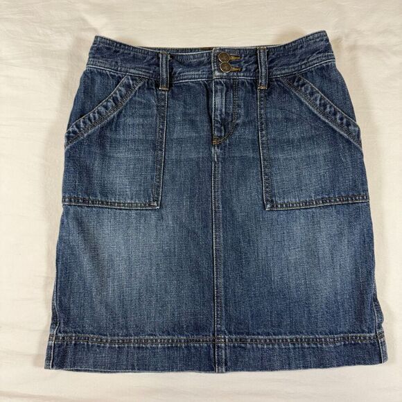 LOFT Dresses & Skirts - Ann Taylor LOFT Denim Pocket Shift Skirt Women's Size 0 Dark Wash